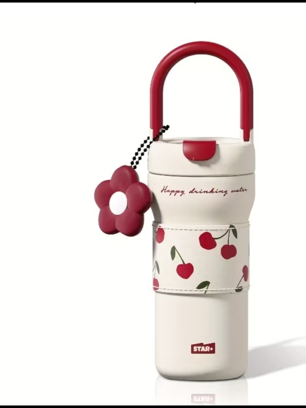 Cherry Print Water Bottle